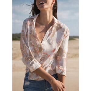 Las Surenas Women’s Stardust Leopard Button Down Shirt Pink White Size Small